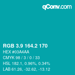 カラーコード: RGB 3.9 164.2 170 | qconv.com