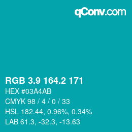 カラーコード: RGB 3.9 164.2 171 | qconv.com