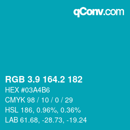 カラーコード: RGB 3.9 164.2 182 | qconv.com