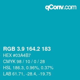 カラーコード: RGB 3.9 164.2 183 | qconv.com