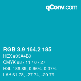 Color code: RGB 3.9 164.2 185 | qconv.com