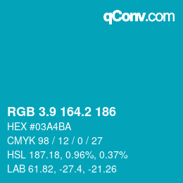 カラーコード: RGB 3.9 164.2 186 | qconv.com