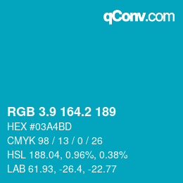 カラーコード: RGB 3.9 164.2 189 | qconv.com