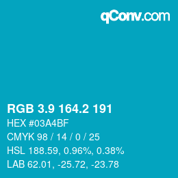 カラーコード: RGB 3.9 164.2 191 | qconv.com