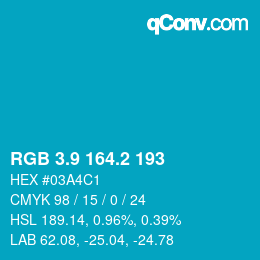 カラーコード: RGB 3.9 164.2 193 | qconv.com