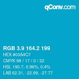 カラーコード: RGB 3.9 164.2 199 | qconv.com