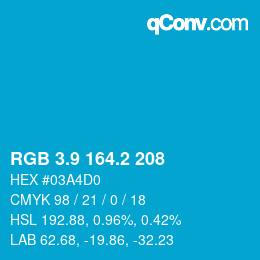 カラーコード: RGB 3.9 164.2 208 | qconv.com