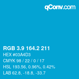 カラーコード: RGB 3.9 164.2 211 | qconv.com