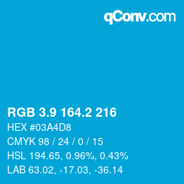 カラーコード: RGB 3.9 164.2 216 | qconv.com