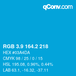 カラーコード: RGB 3.9 164.2 218 | qconv.com