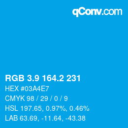 カラーコード: RGB 3.9 164.2 231 | qconv.com