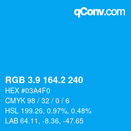 カラーコード: RGB 3.9 164.2 240 | qconv.com