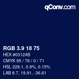 Color code: RGB 3.9 18 75 | qconv.com