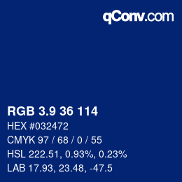 カラーコード: RGB 3.9 36 114 | qconv.com
