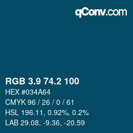 Color code: RGB 3.9 74.2 100 | qconv.com