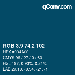 Color code: RGB 3.9 74.2 102 | qconv.com