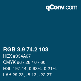 Color code: RGB 3.9 74.2 103 | qconv.com