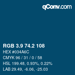 Color code: RGB 3.9 74.2 108 | qconv.com