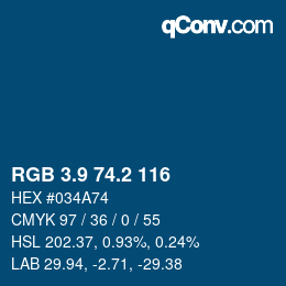 カラーコード: RGB 3.9 74.2 116 | qconv.com