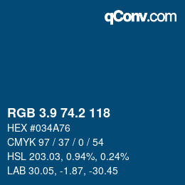 Color code: RGB 3.9 74.2 118 | qconv.com