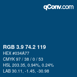 Color code: RGB 3.9 74.2 119 | qconv.com