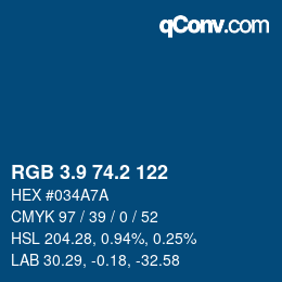 Color code: RGB 3.9 74.2 122 | qconv.com