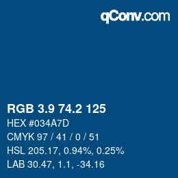 Color code: RGB 3.9 74.2 125 | qconv.com