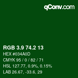 カラーコード: RGB 3.9 74.2 13 | qconv.com