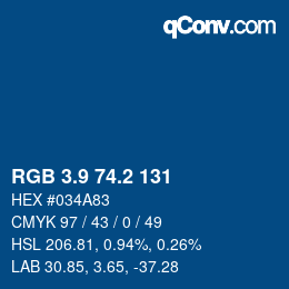 Color code: RGB 3.9 74.2 131 | qconv.com