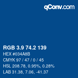 Color code: RGB 3.9 74.2 139 | qconv.com