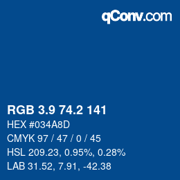 Color code: RGB 3.9 74.2 141 | qconv.com