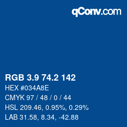 Color code: RGB 3.9 74.2 142 | qconv.com