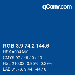 カラーコード: RGB 3.9 74.2 144.6 | qconv.com