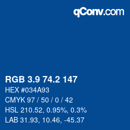 カラーコード: RGB 3.9 74.2 147 | qconv.com