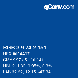 Color code: RGB 3.9 74.2 151 | qconv.com