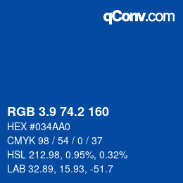 Farbcode: RGB 3.9 74.2 160 | qconv.com