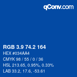 カラーコード: RGB 3.9 74.2 164 | qconv.com