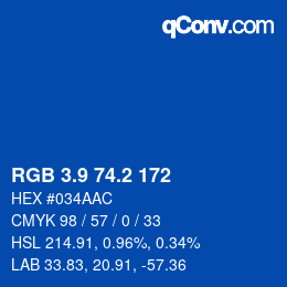カラーコード: RGB 3.9 74.2 172 | qconv.com