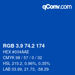 Color code: RGB 3.9 74.2 174 | qconv.com