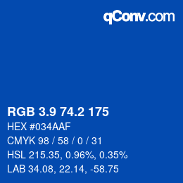 カラーコード: RGB 3.9 74.2 175 | qconv.com