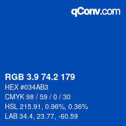 Color code: RGB 3.9 74.2 179 | qconv.com