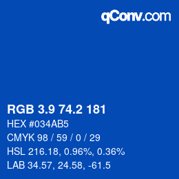 カラーコード: RGB 3.9 74.2 181 | qconv.com
