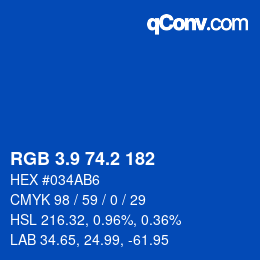 カラーコード: RGB 3.9 74.2 182 | qconv.com