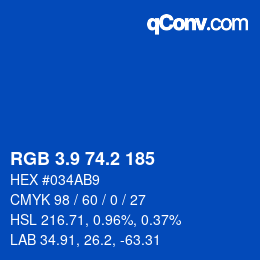 Color code: RGB 3.9 74.2 185 | qconv.com