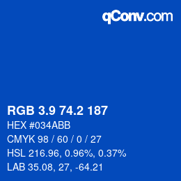 カラーコード: RGB 3.9 74.2 187 | qconv.com