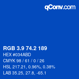 Color code: RGB 3.9 74.2 189 | qconv.com
