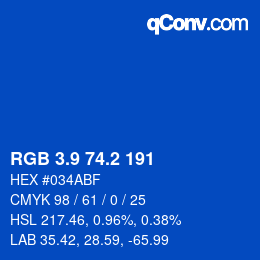 カラーコード: RGB 3.9 74.2 191 | qconv.com