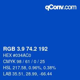 カラーコード: RGB 3.9 74.2 192 | qconv.com