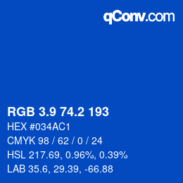 Color code: RGB 3.9 74.2 193 | qconv.com