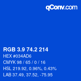 カラーコード: RGB 3.9 74.2 214 | qconv.com